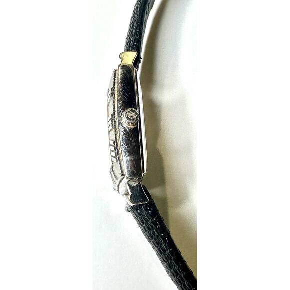 Tiffany Atlas Sterling Silver Ladies Watch Roman Numerals Lizard Strap Very Good - Picture 7 of 8
